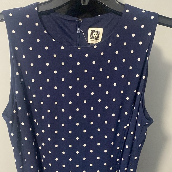 Anne Klein Jumpsuit Sleeveless Navy Blue White Polka Dots Sz 10 NWT